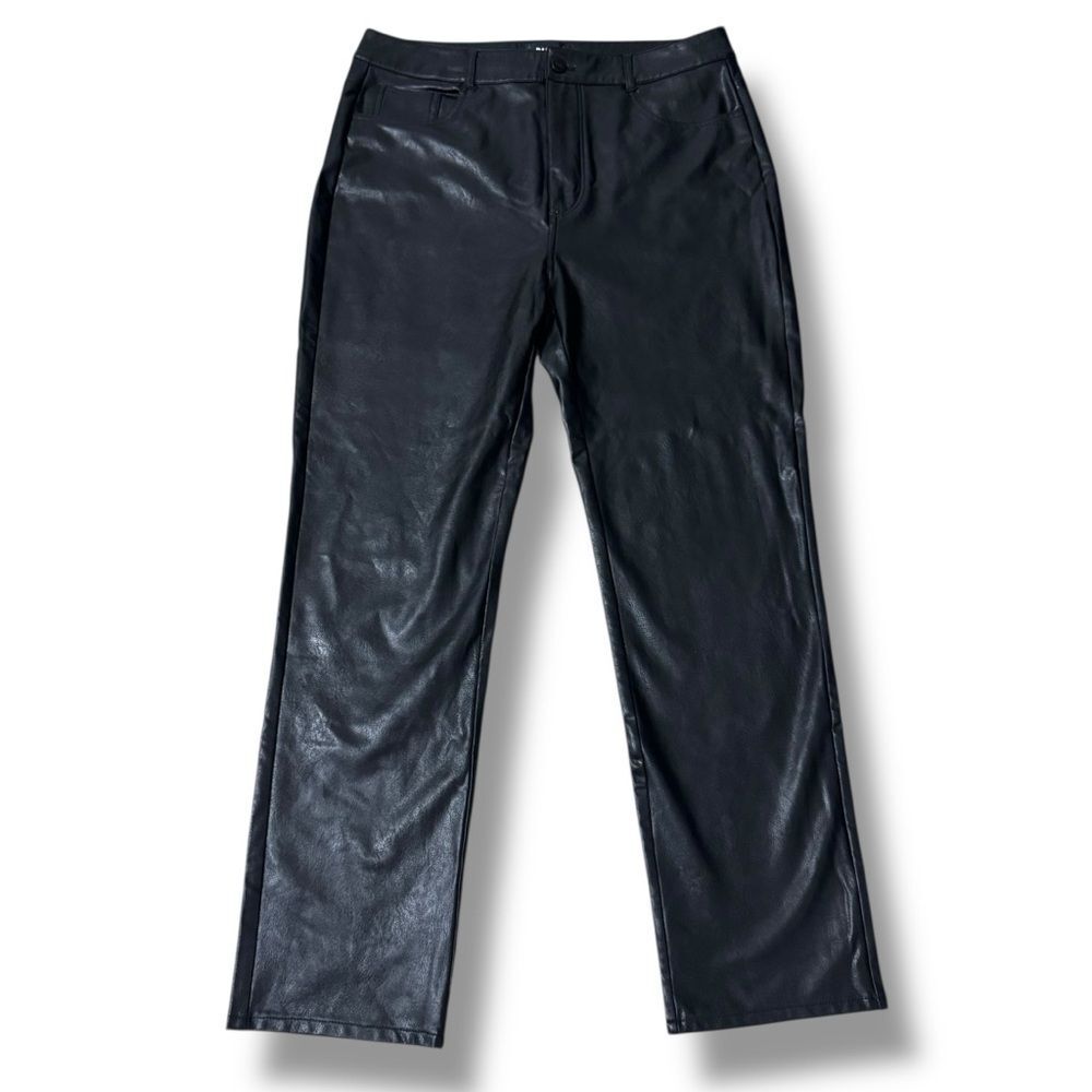 PAIGE Stella Vegan Leather Pants Womens 31 Black High Rise Straight Leg